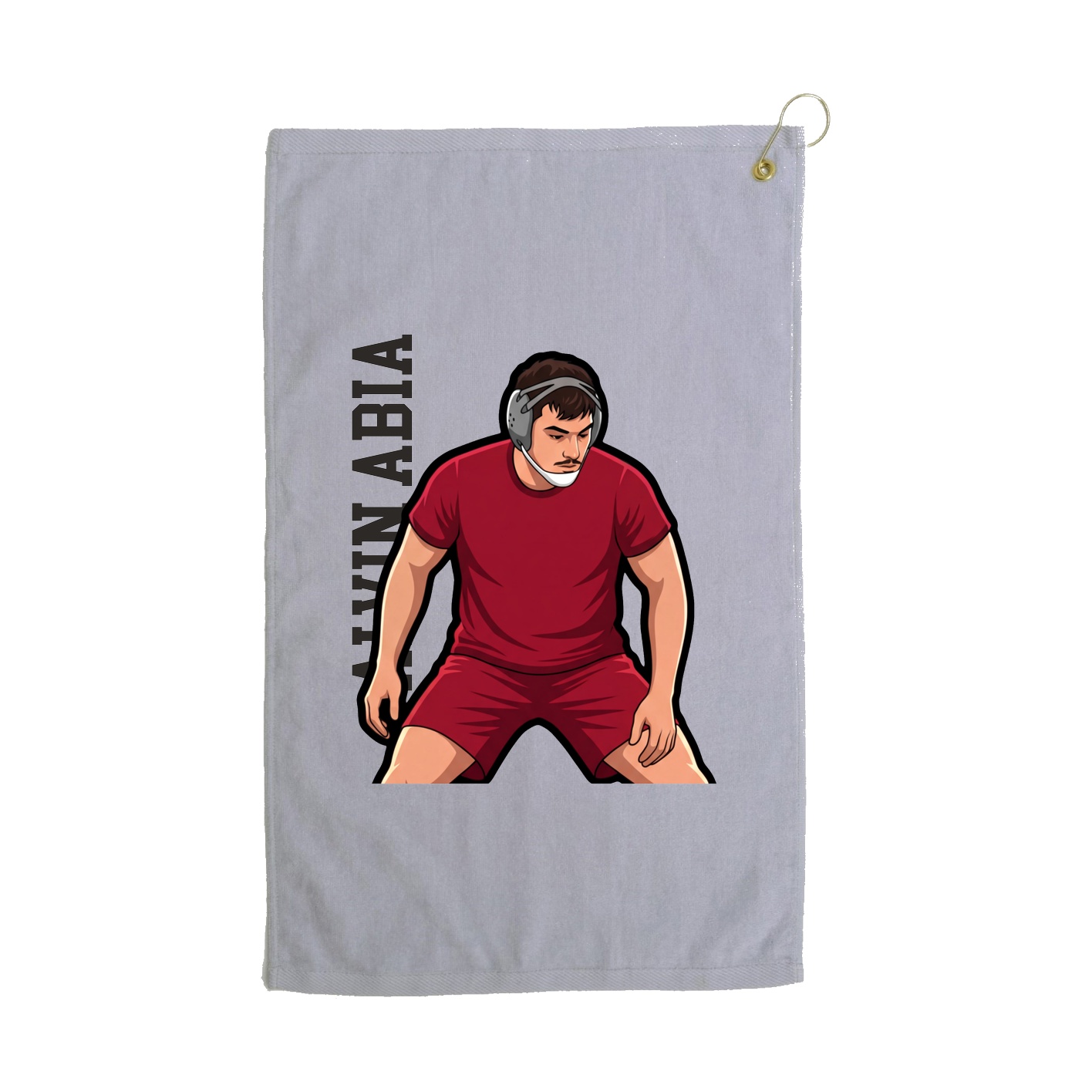 Golf Towel — Name Vertical in Grey