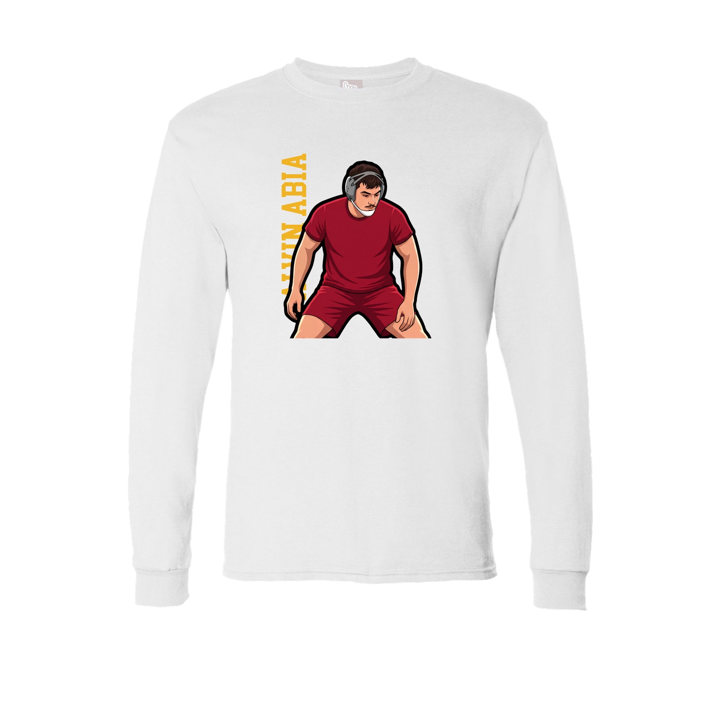 Long Sleeve Tee — Name Vertical in White