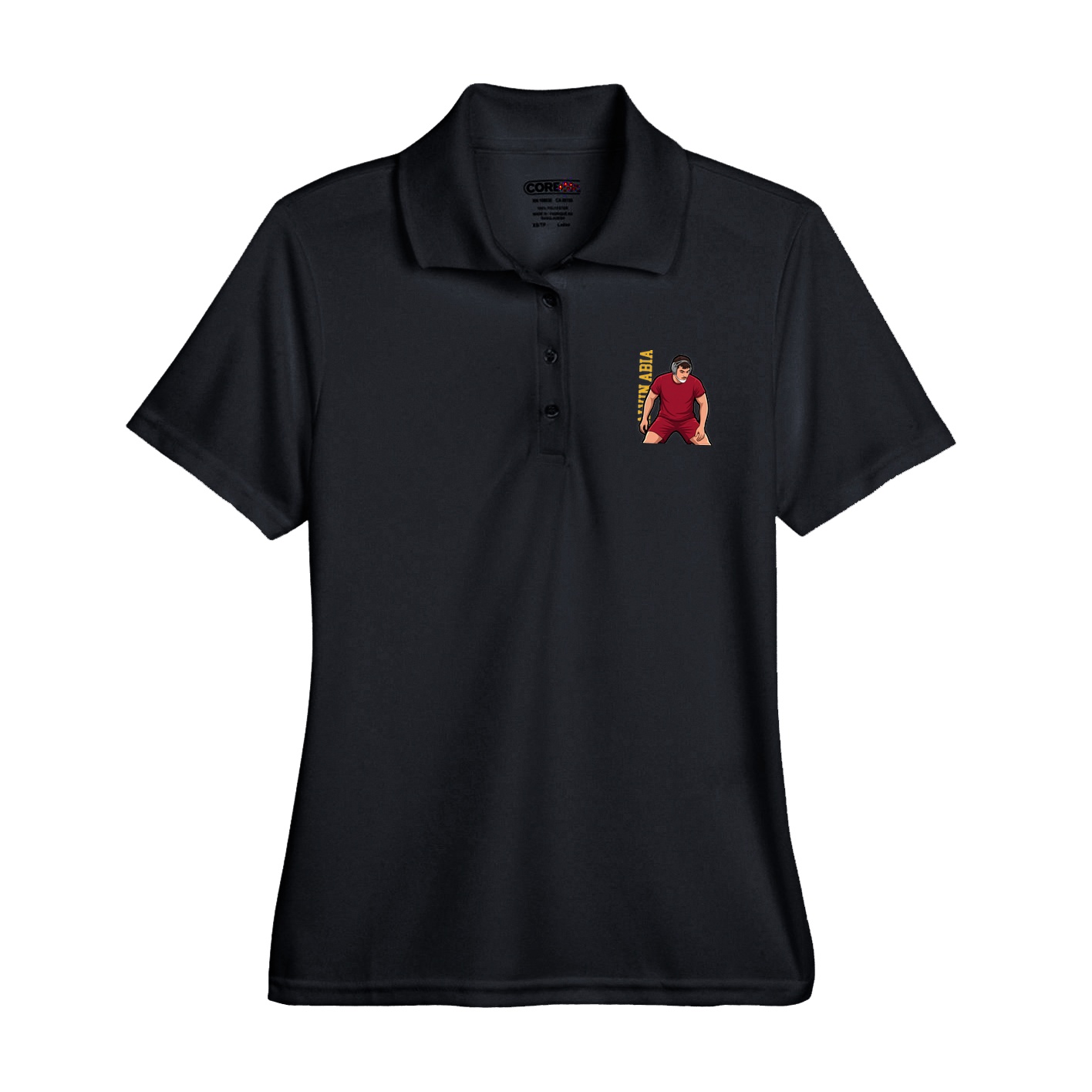 Womens Performance Polo — Name Vertical in Black