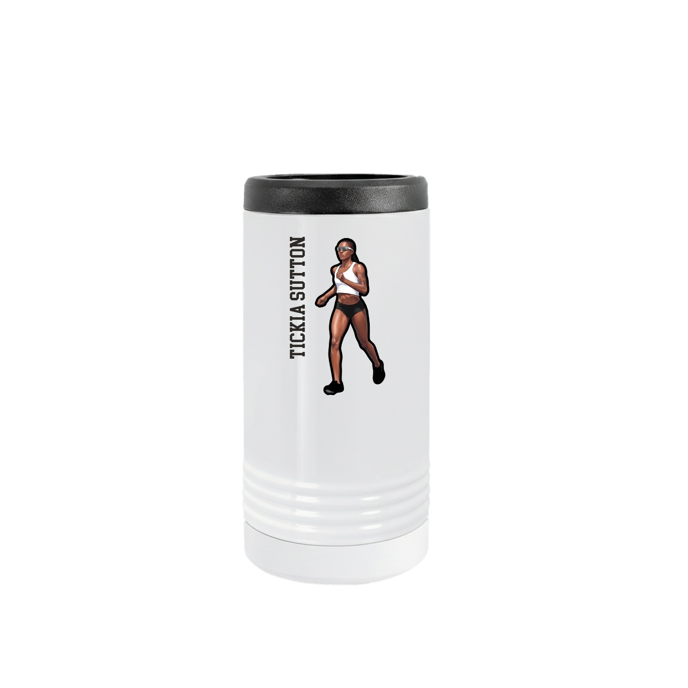 Slim Beverage Holder — Name Vertical in White