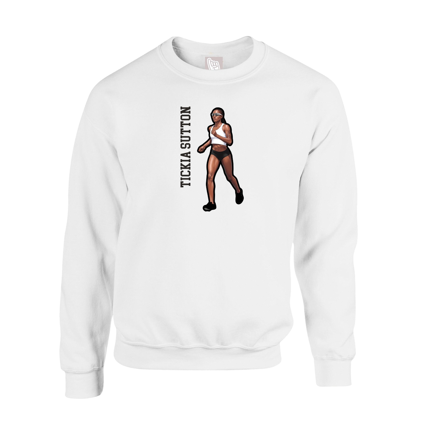 Fleece Crew — Name Vertical in White