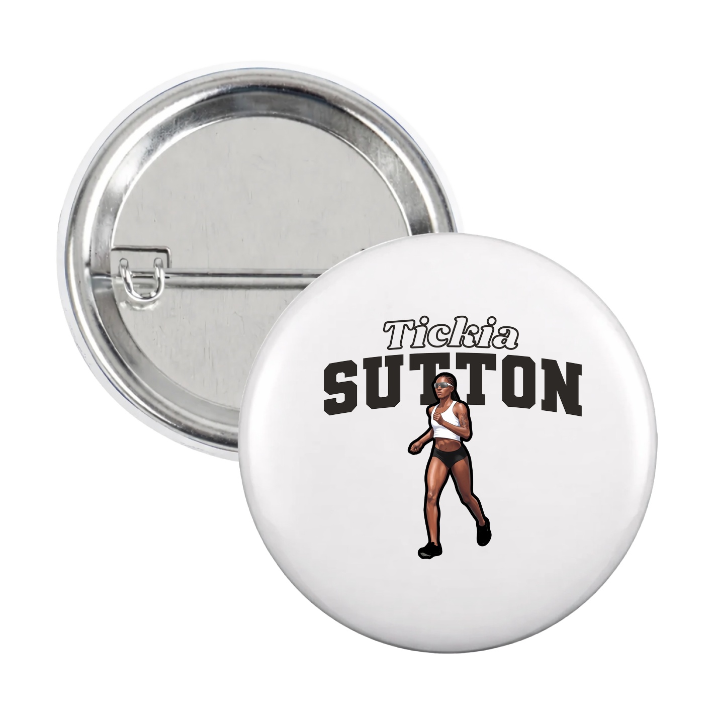 Game Day Button — Name Arch in White