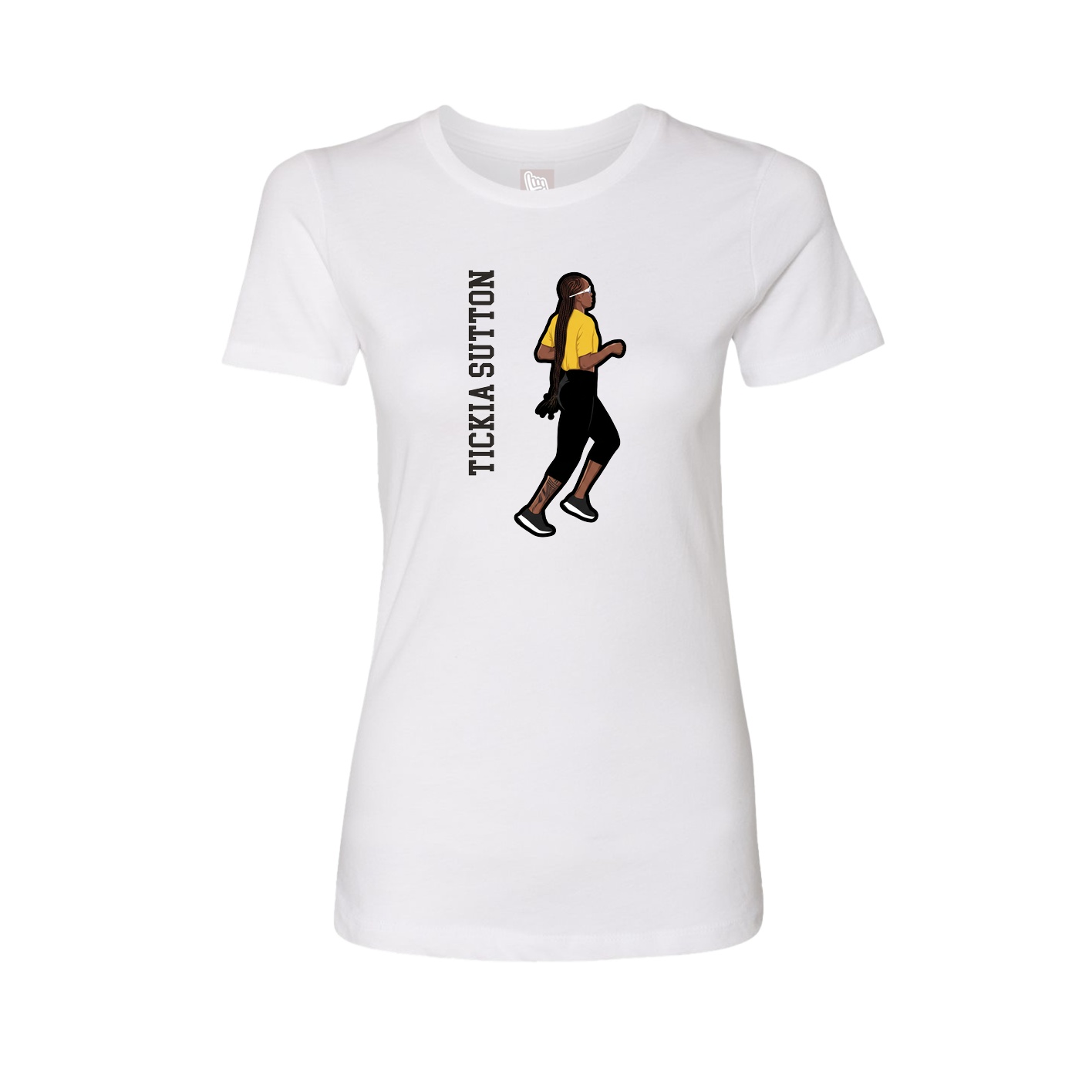 Fitted Women's Tee — Name Vertical in White