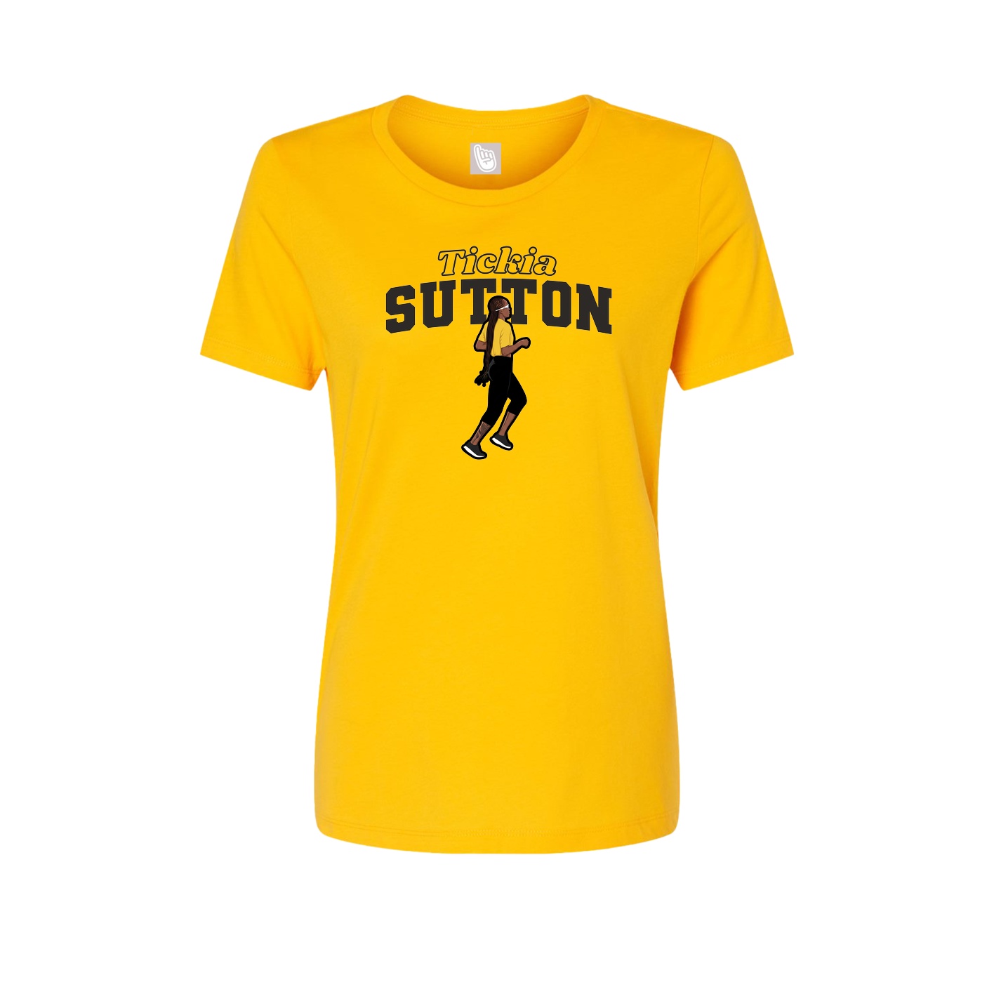 Fitted Women's Tee — Name Arch in Gold