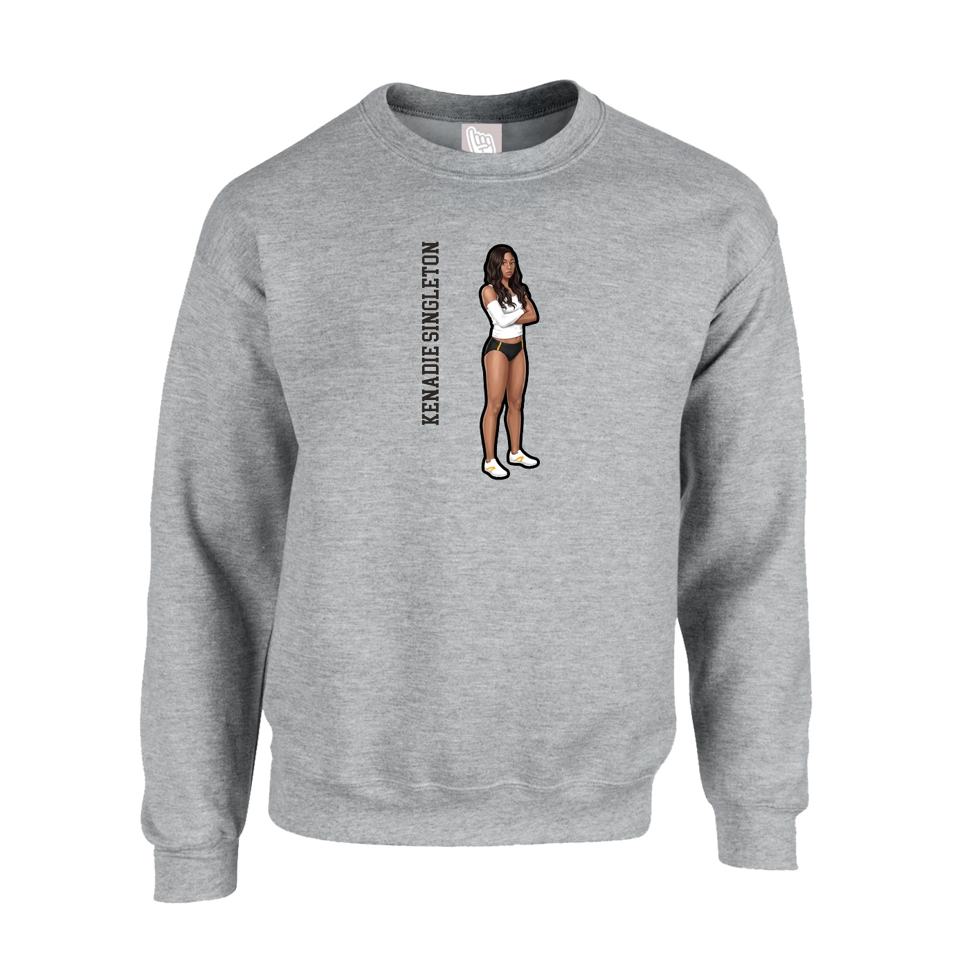 Fleece Crew — Name Vertical in Grey