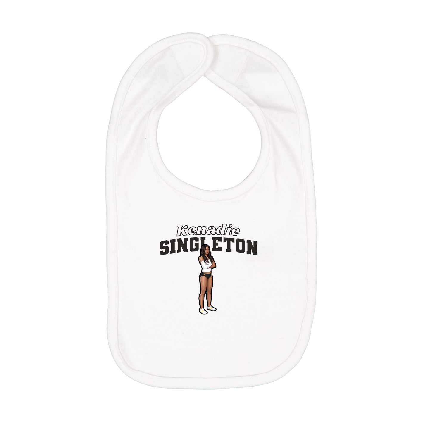 Infant Bib — Name Arch in White