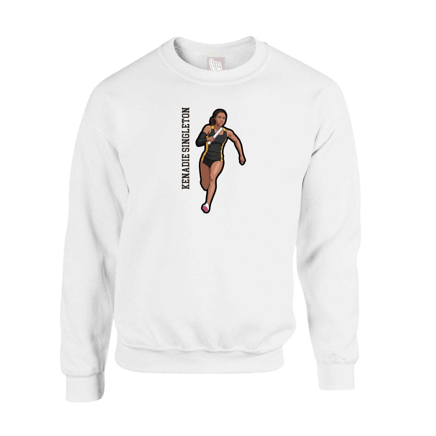 Fleece Crew — Name Vertical in White
