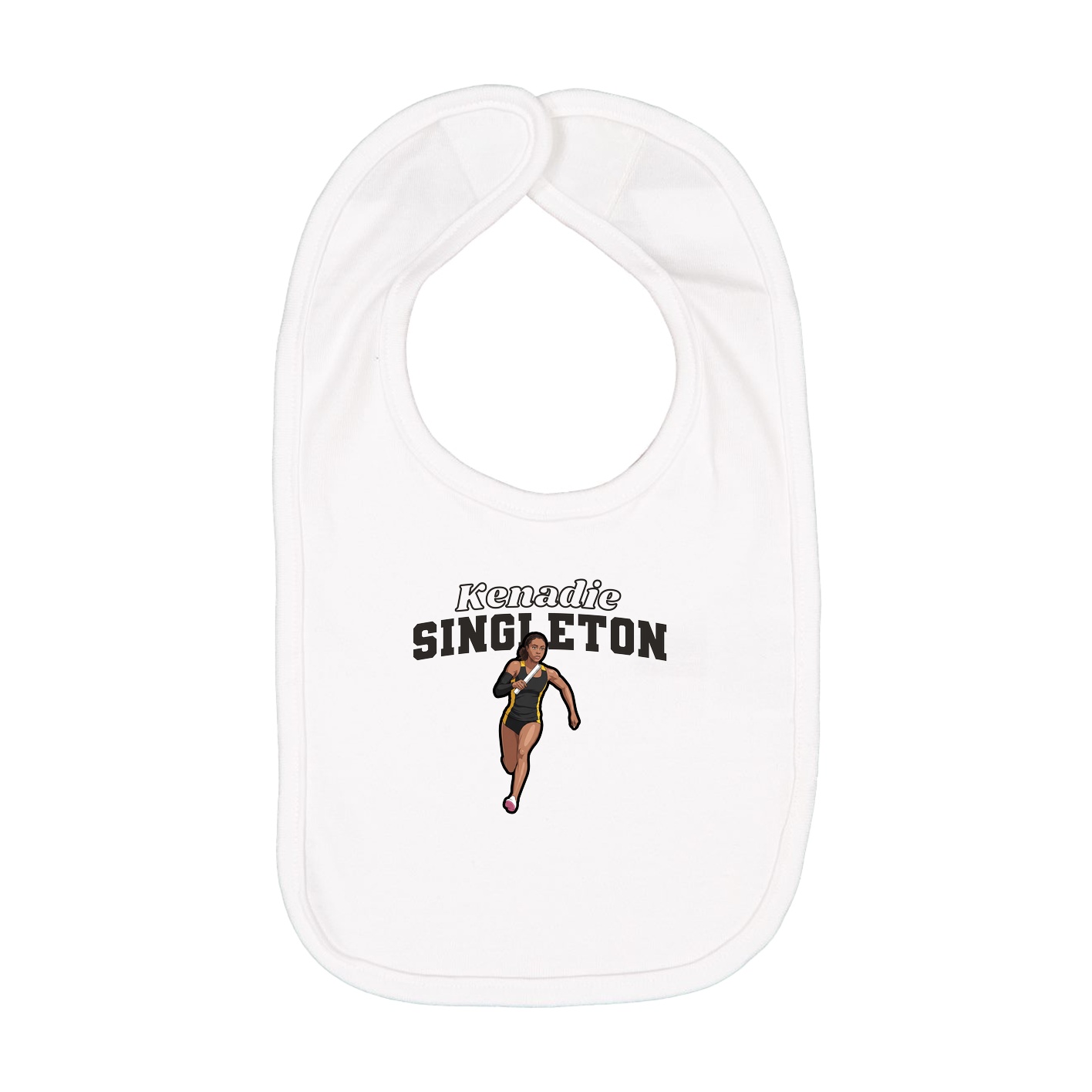 Infant Bib — Name Arch in White