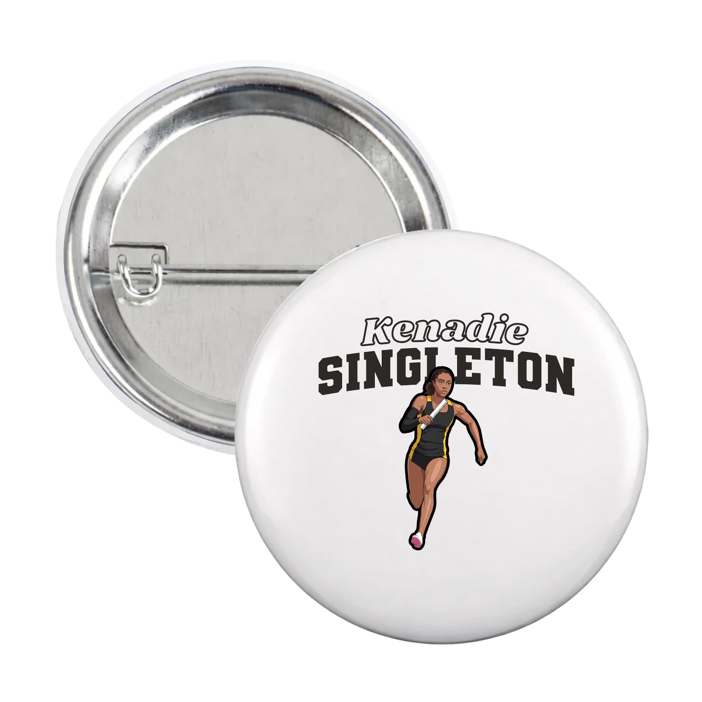 Game Day Button — Name Arch in White