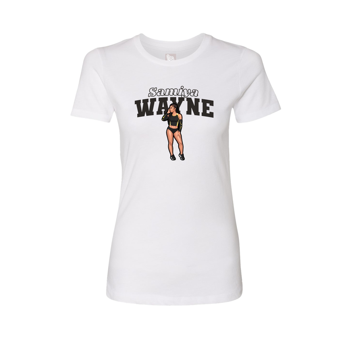Fitted Women's Tee — Name Arch in White