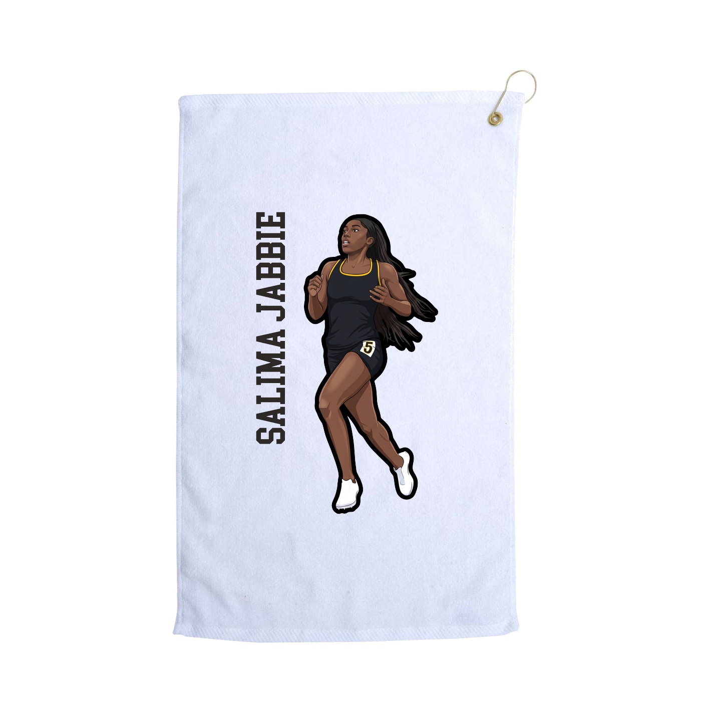 Golf Towel — Name Vertical in White