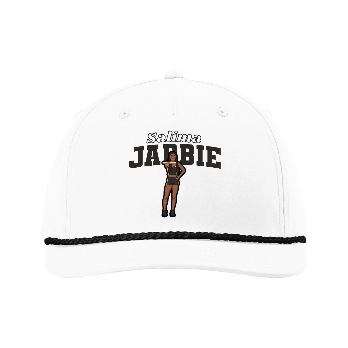 Five-Panel Classic Rope Cap — Name Arch in White