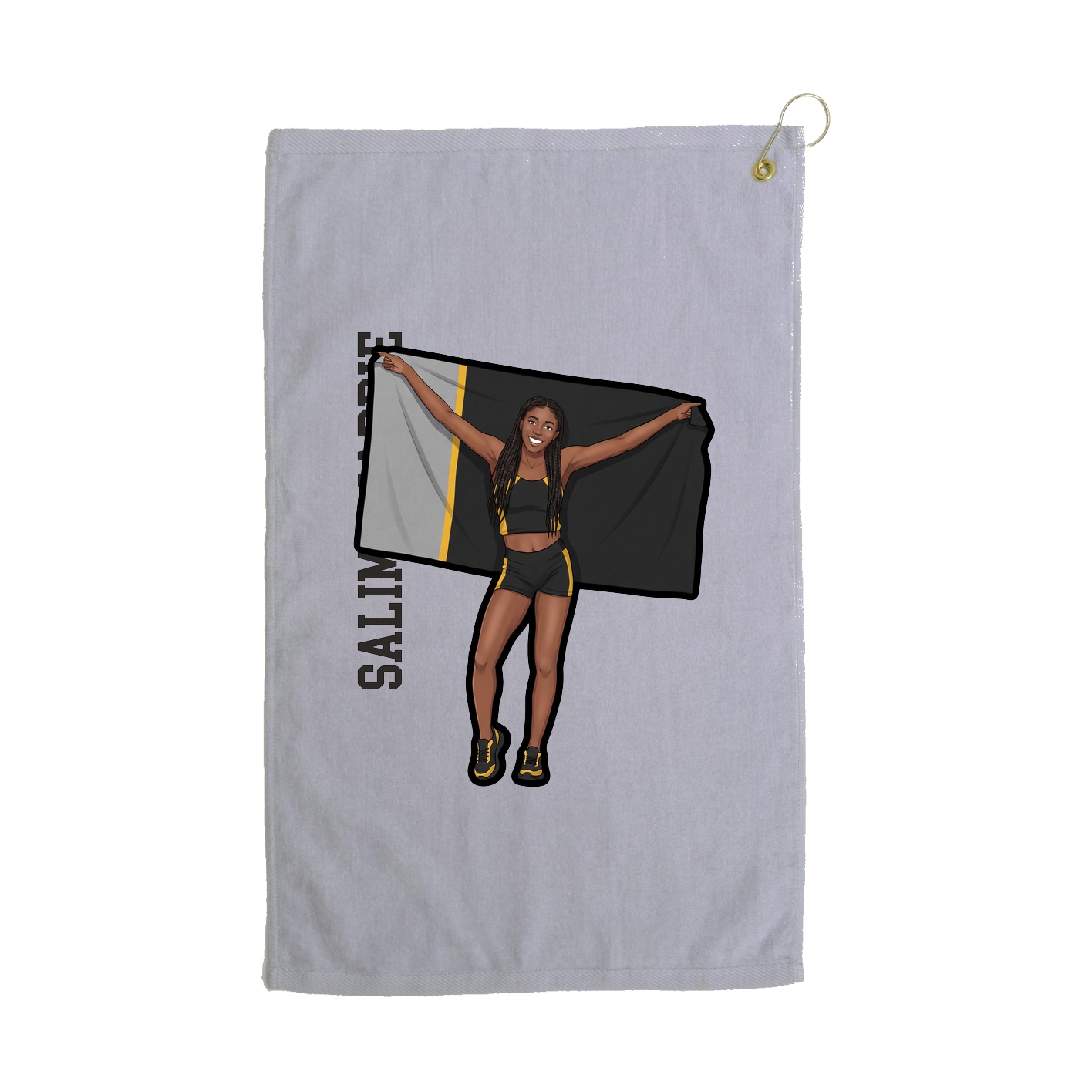 Golf Towel — Name Vertical in Grey