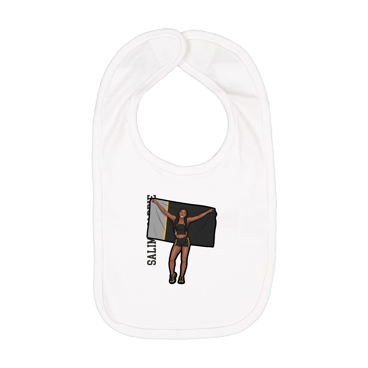 Infant Bib — Name Vertical in White