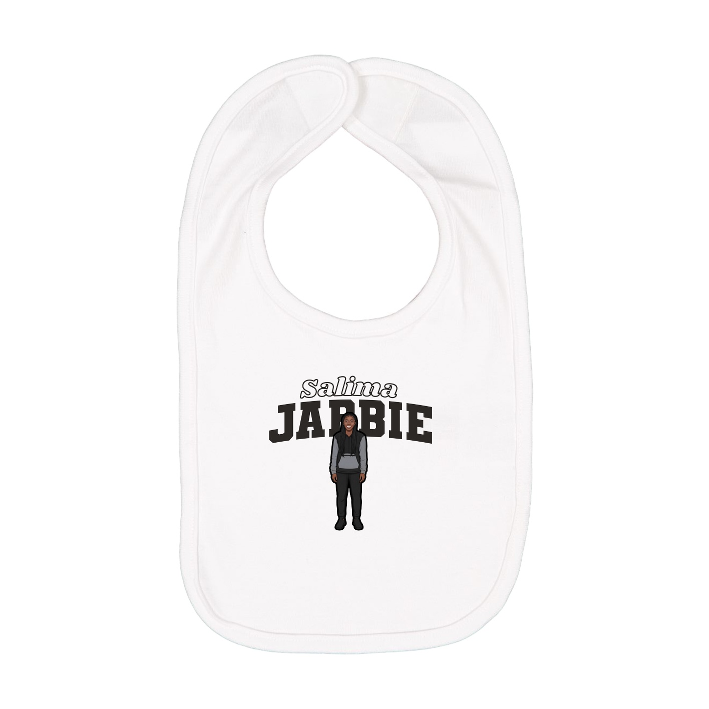 Infant Bib — Name Arch in White