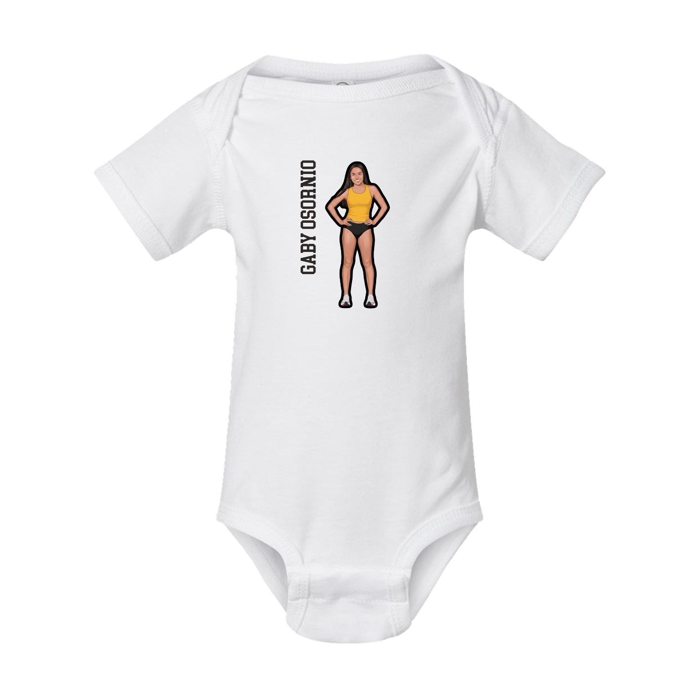 Baby Onesie — Name Vertical in White