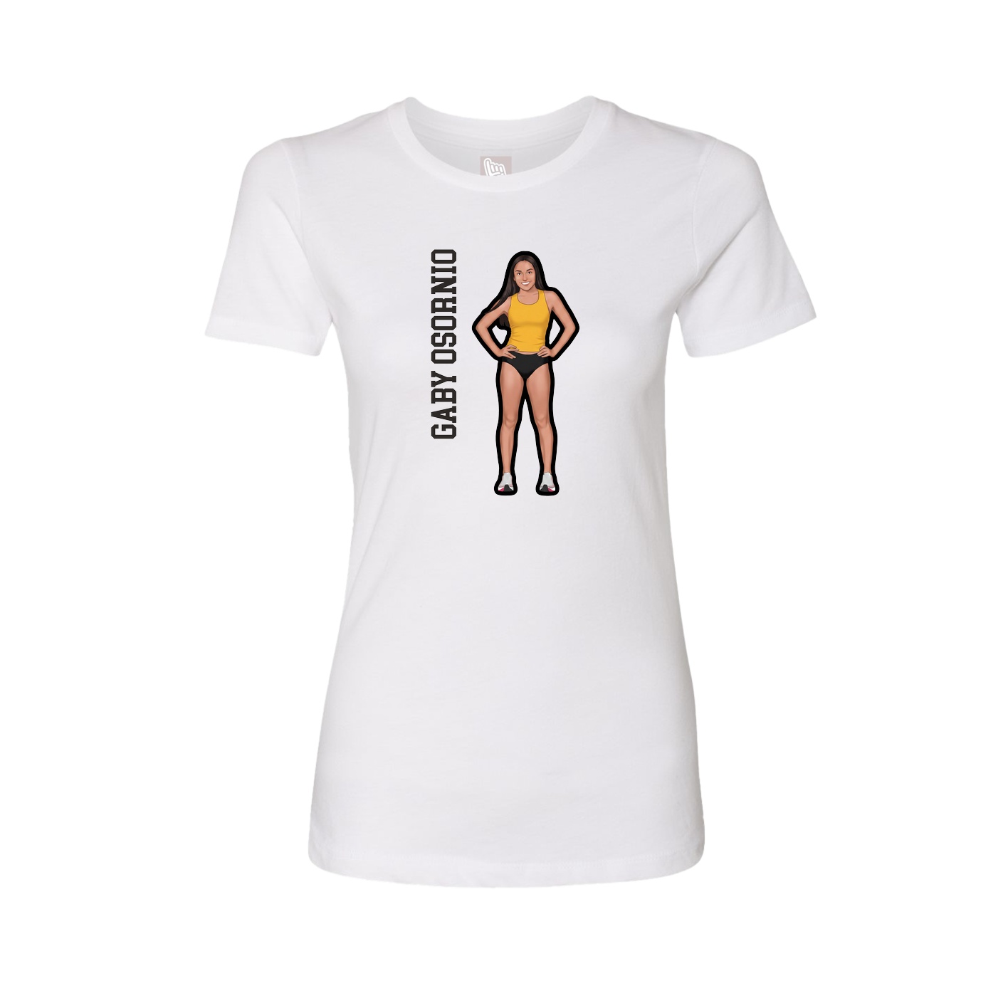 Fitted Women's Tee — Name Vertical in White