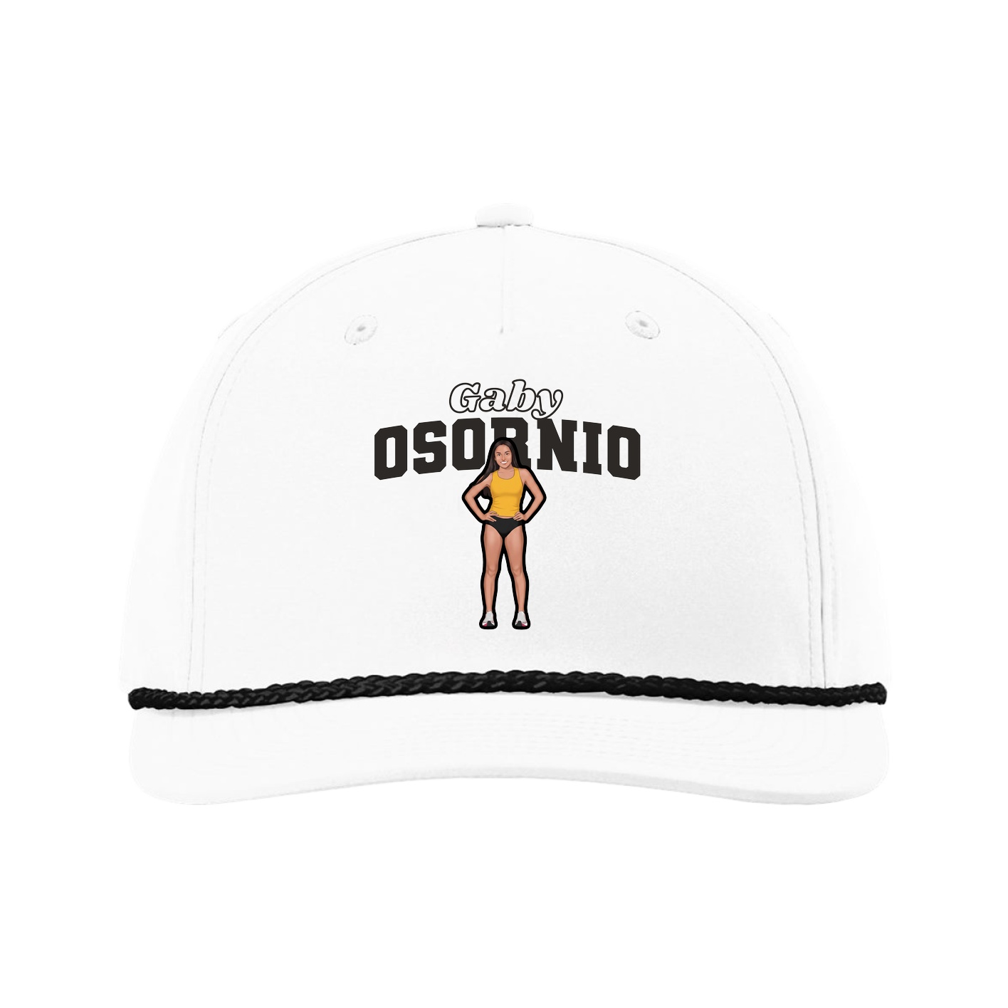 Five-Panel Classic Rope Cap — Name Arch in White