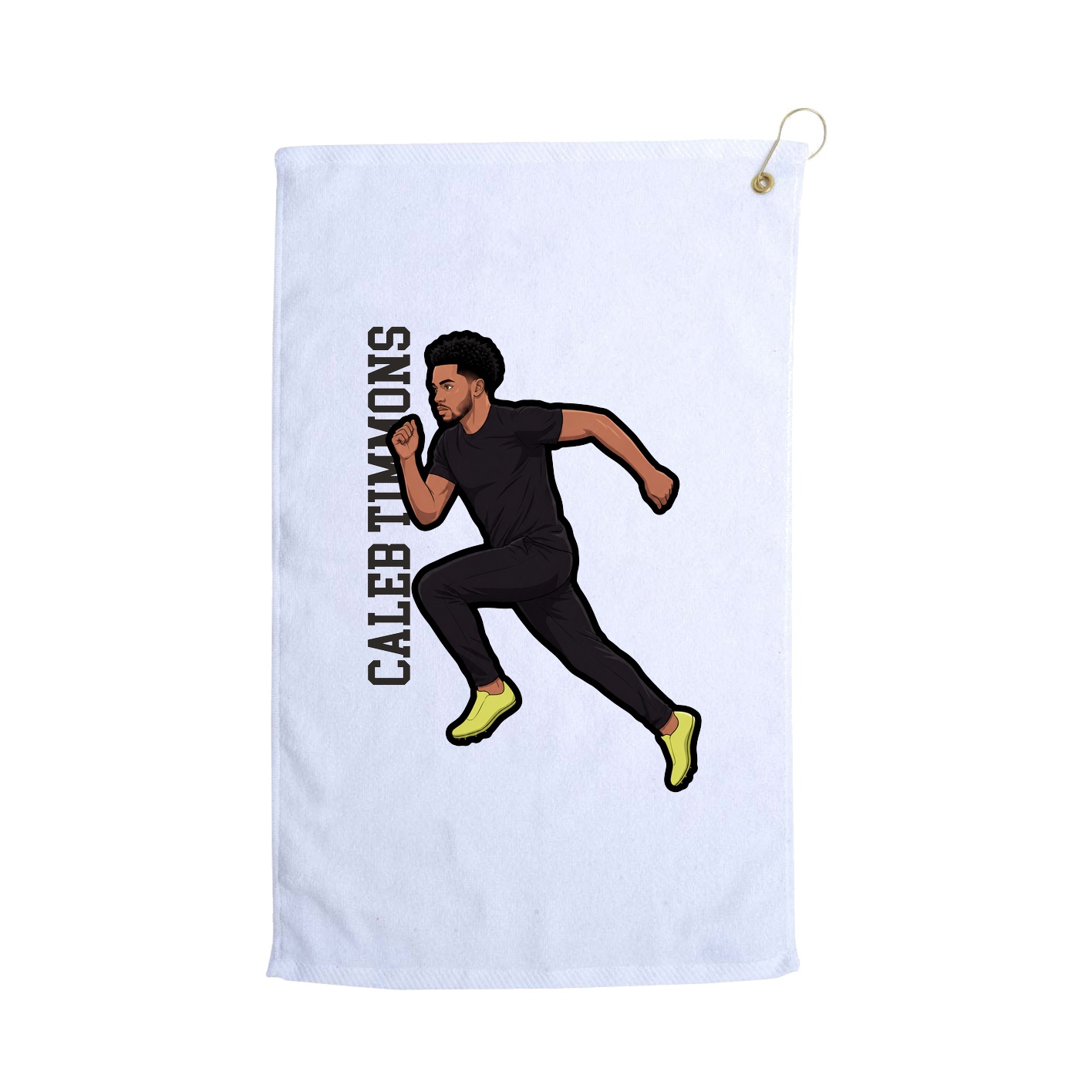 Golf Towel — Name Vertical in White