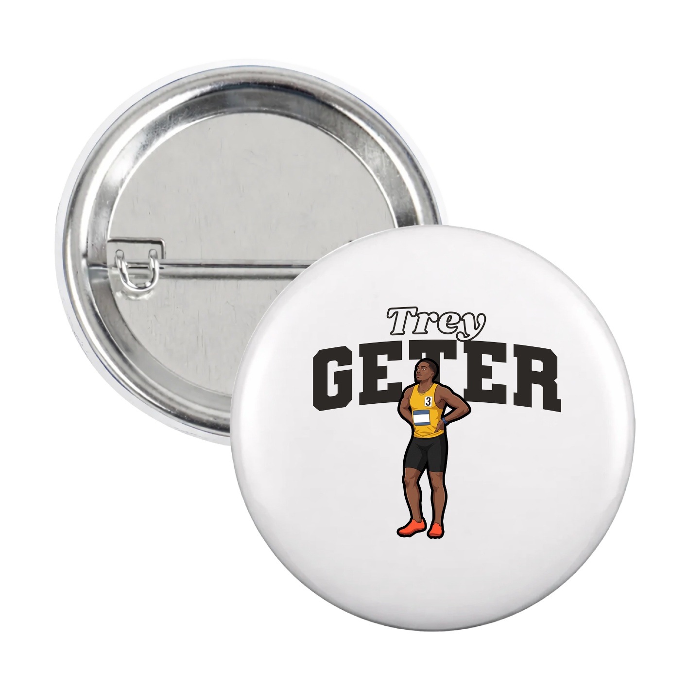 Game Day Button — Name Arch in White