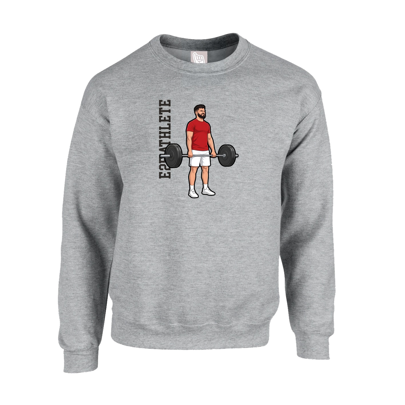 Fleece Crew — Name Vertical in Grey