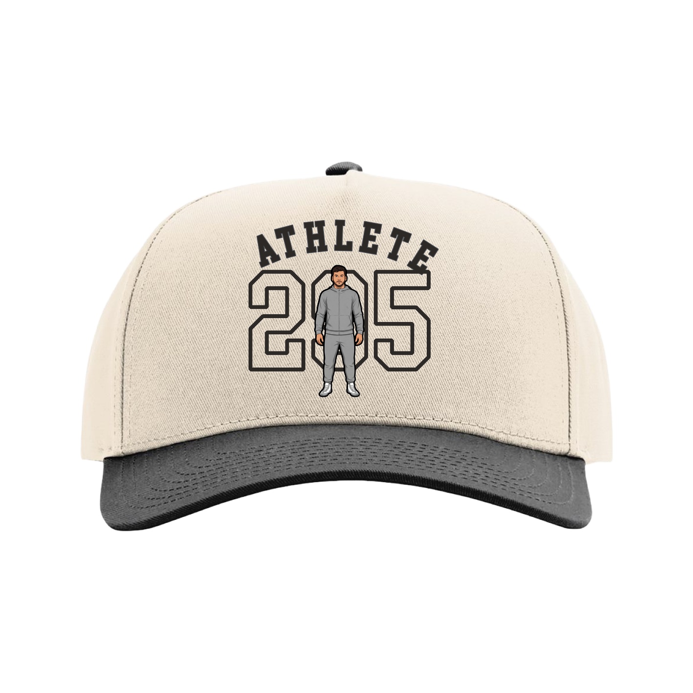 Full Fabric Five-Panel Champ Cap — Shirsey Arch in Cream/Black