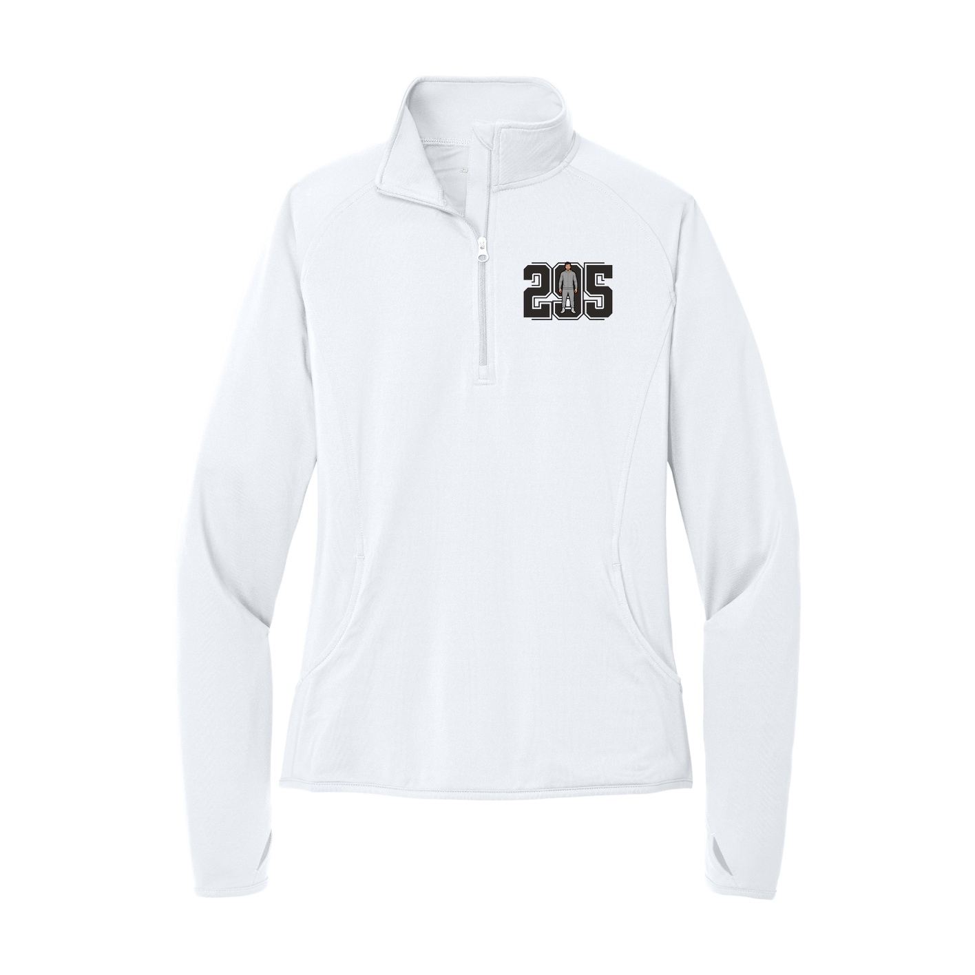 Women's Q-Zip Pullover — Number in White