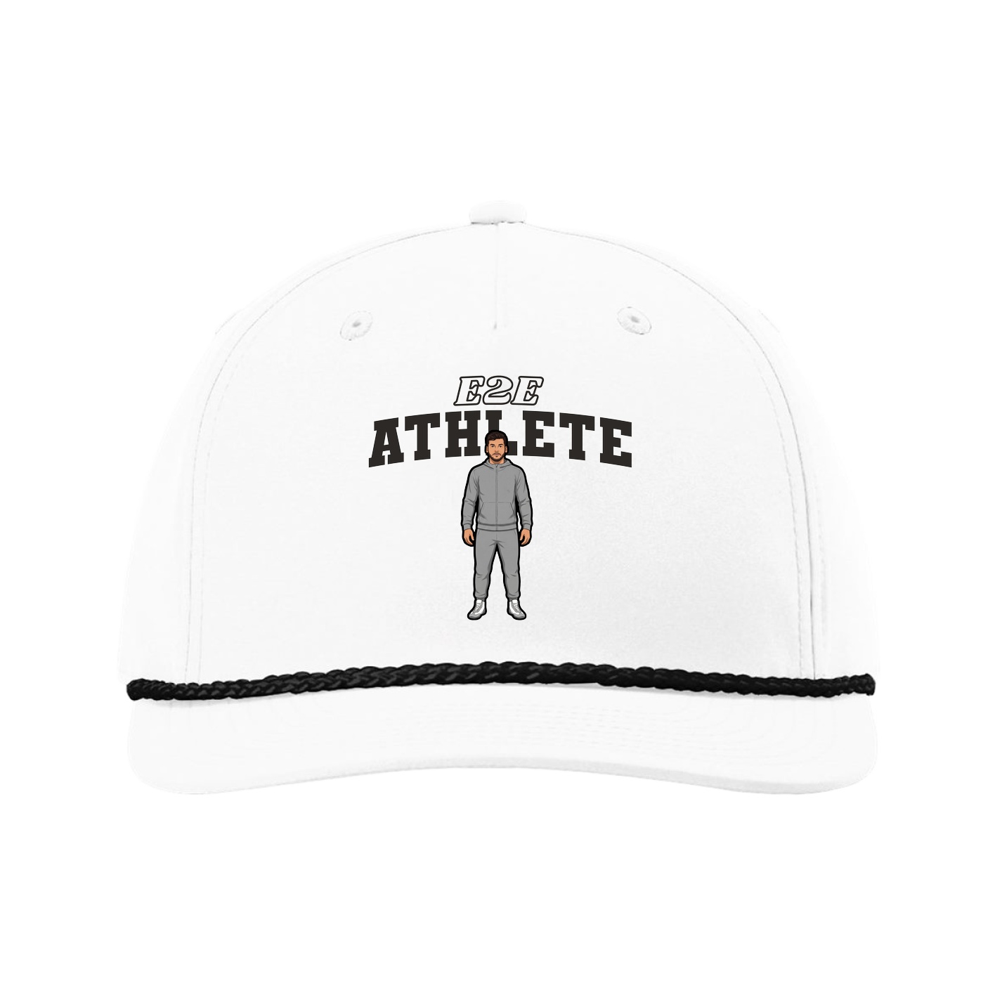 Five-Panel Classic Rope Cap — Name Arch in White