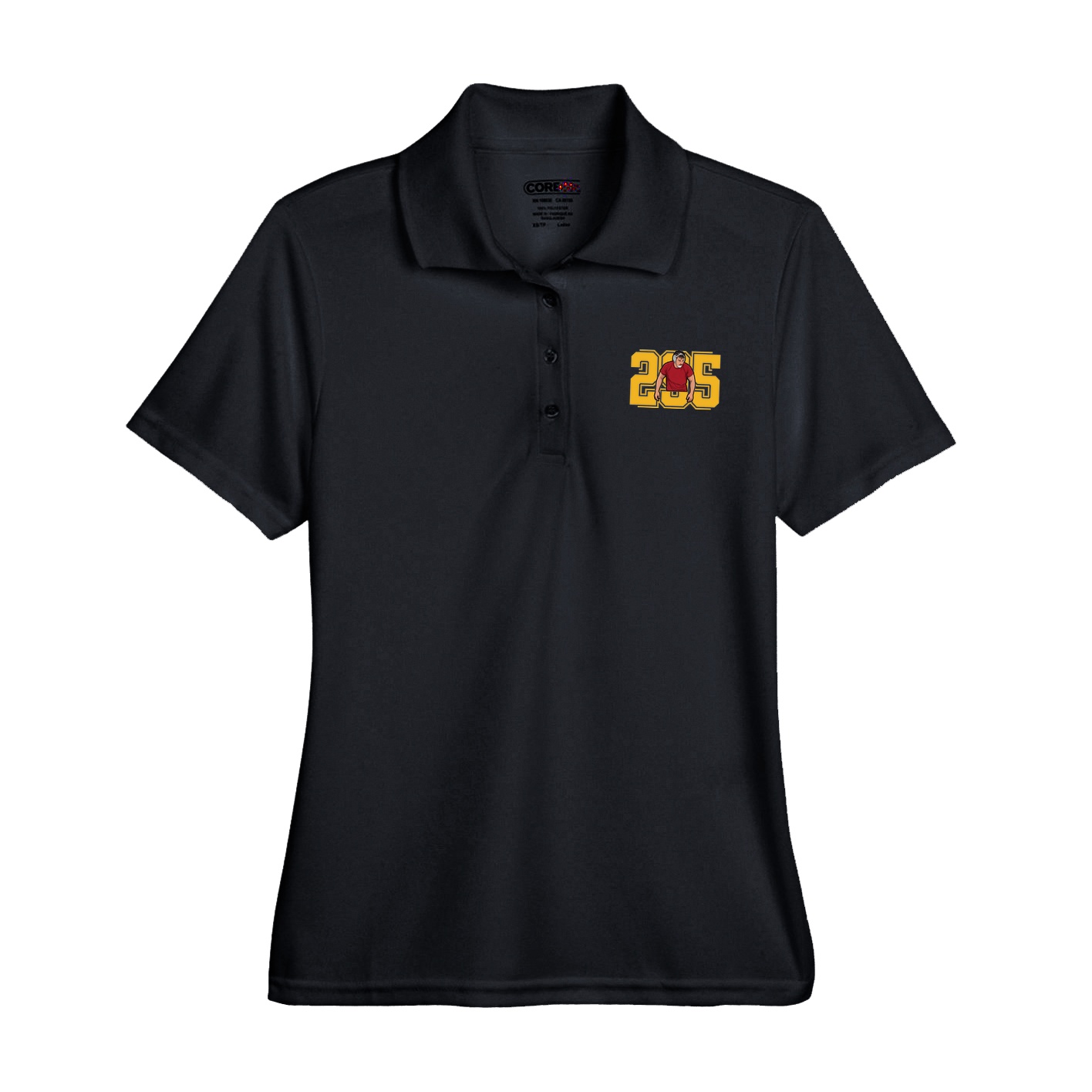 Womens Performance Polo — Number in Black
