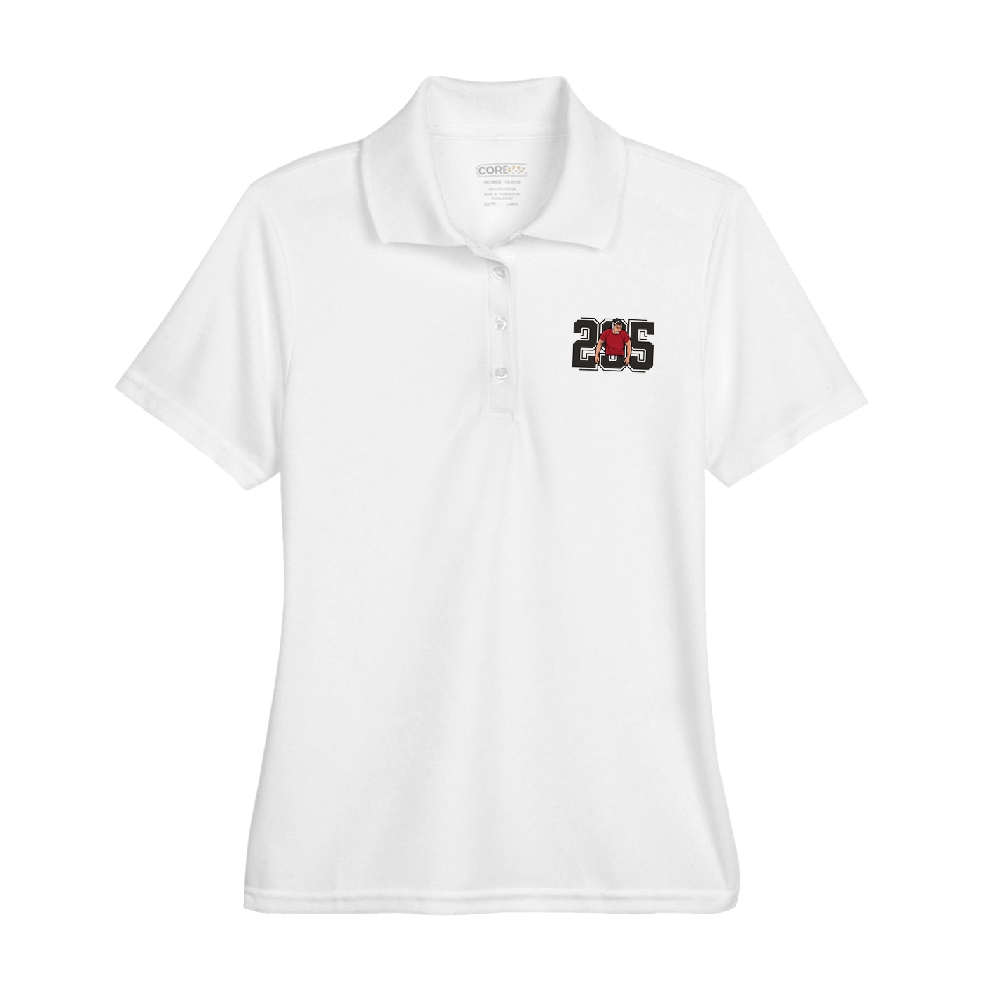 Womens Performance Polo — Number in White