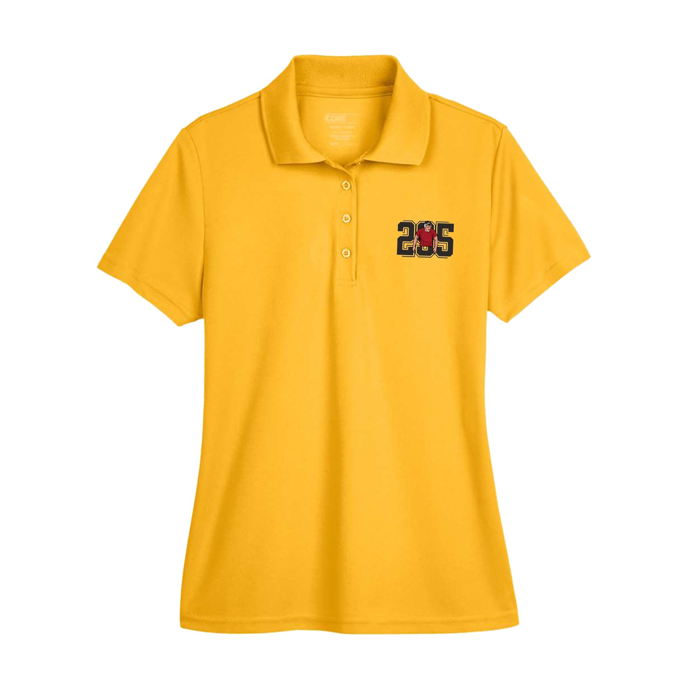 Womens Performance Polo — Number in Gold