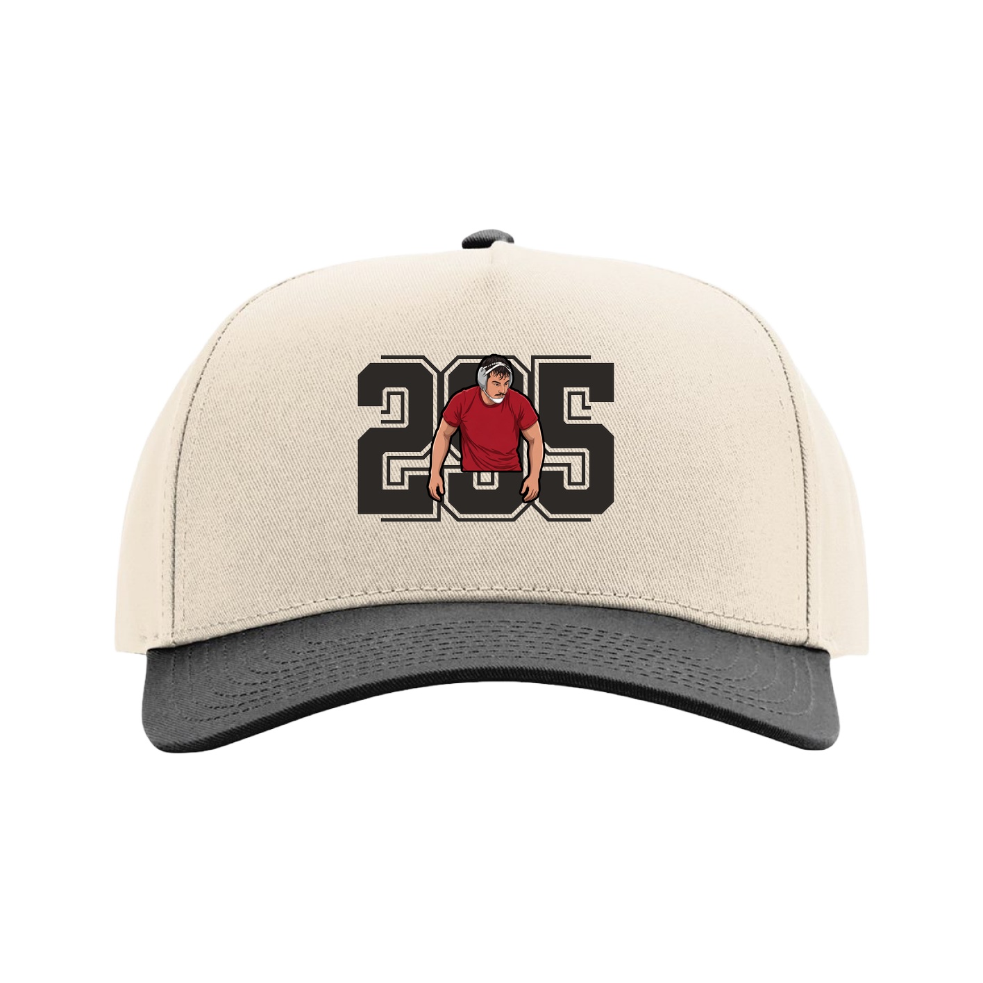 Full Fabric Five-Panel Champ Cap — Number in Cream/Black