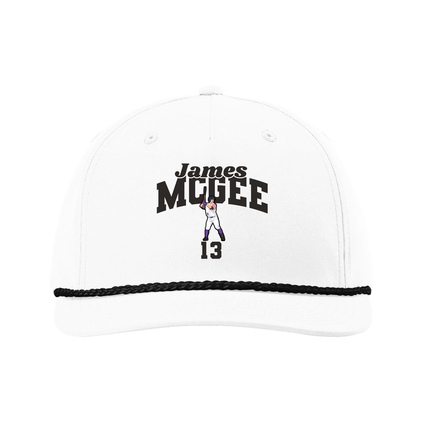 Five-Panel Classic Rope Cap — Signature Arch in White