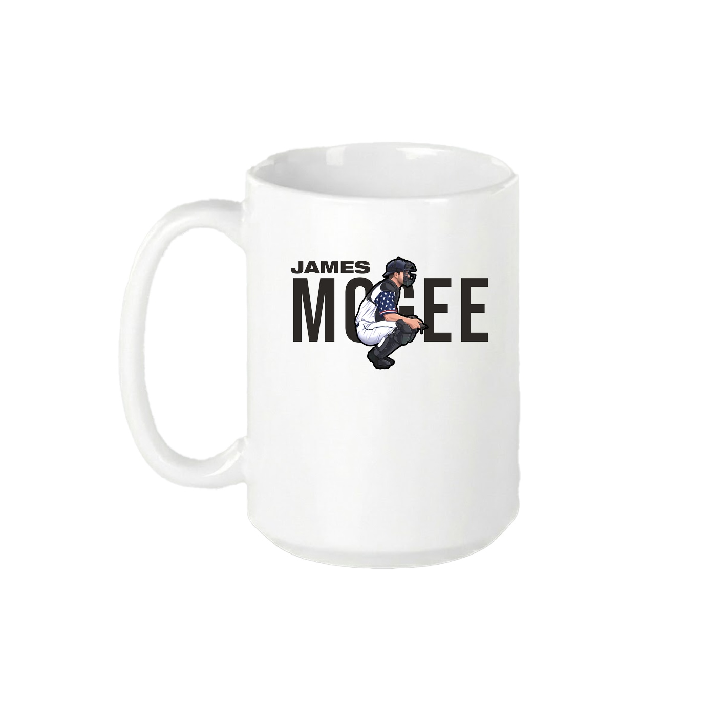15oz Coffee Mug — Player Name in White