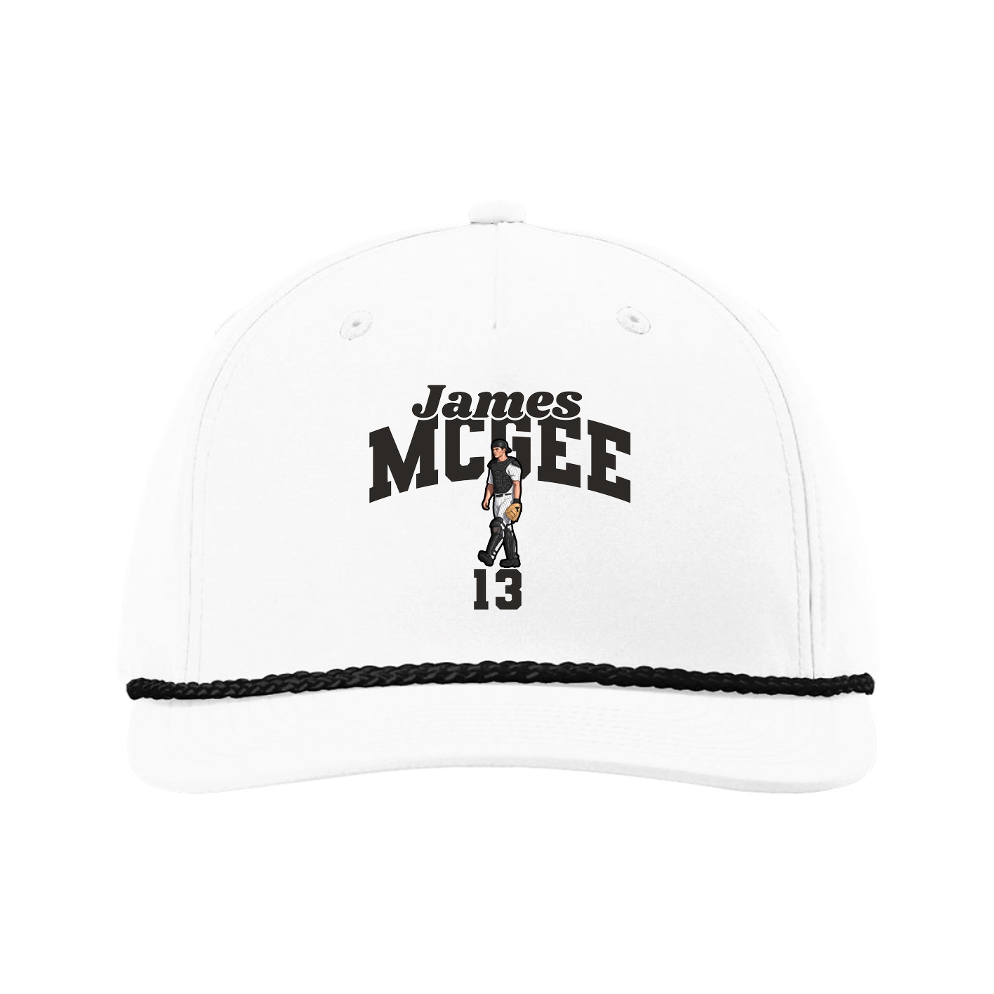 Five-Panel Classic Rope Cap — Signature Arch in White