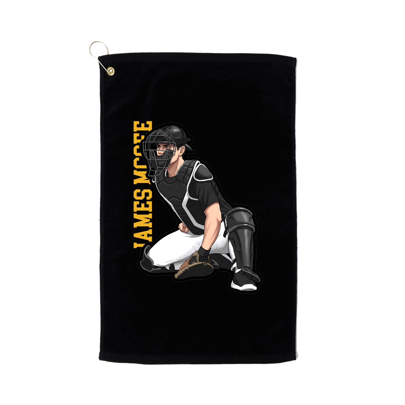 Golf Towel — Name Vertical in Black
