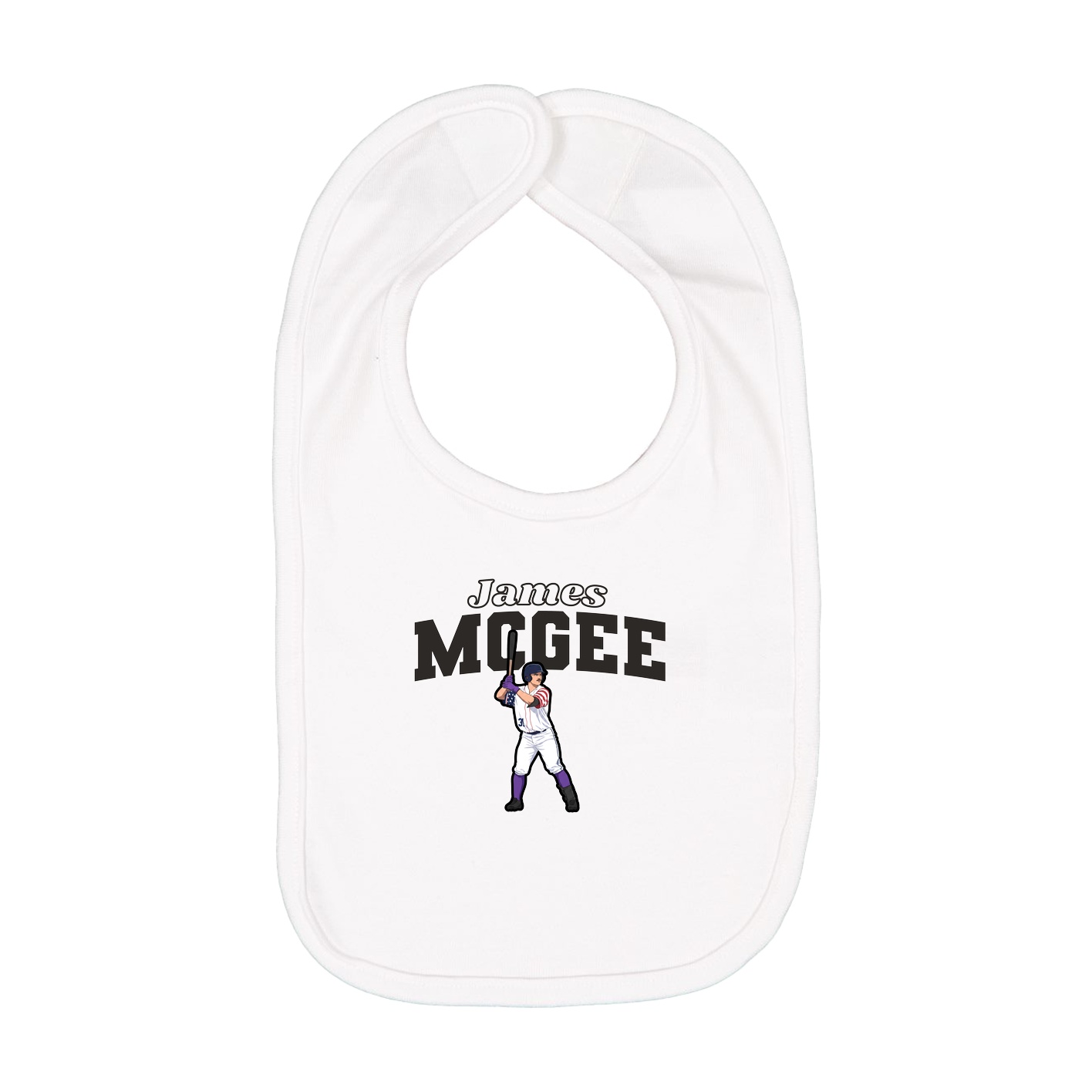 Infant Bib — Name Arch in White