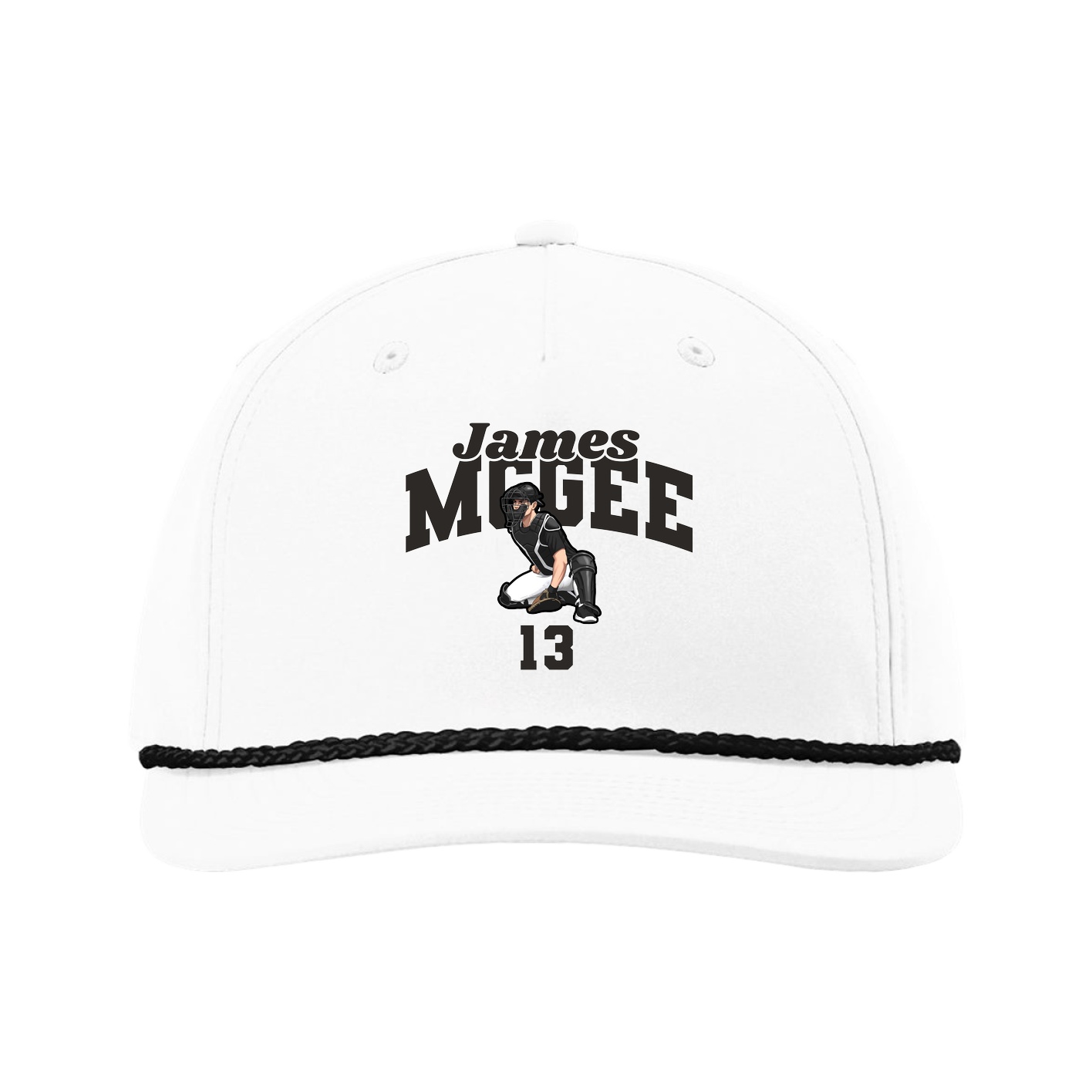 Five-Panel Classic Rope Cap — Signature Arch in White