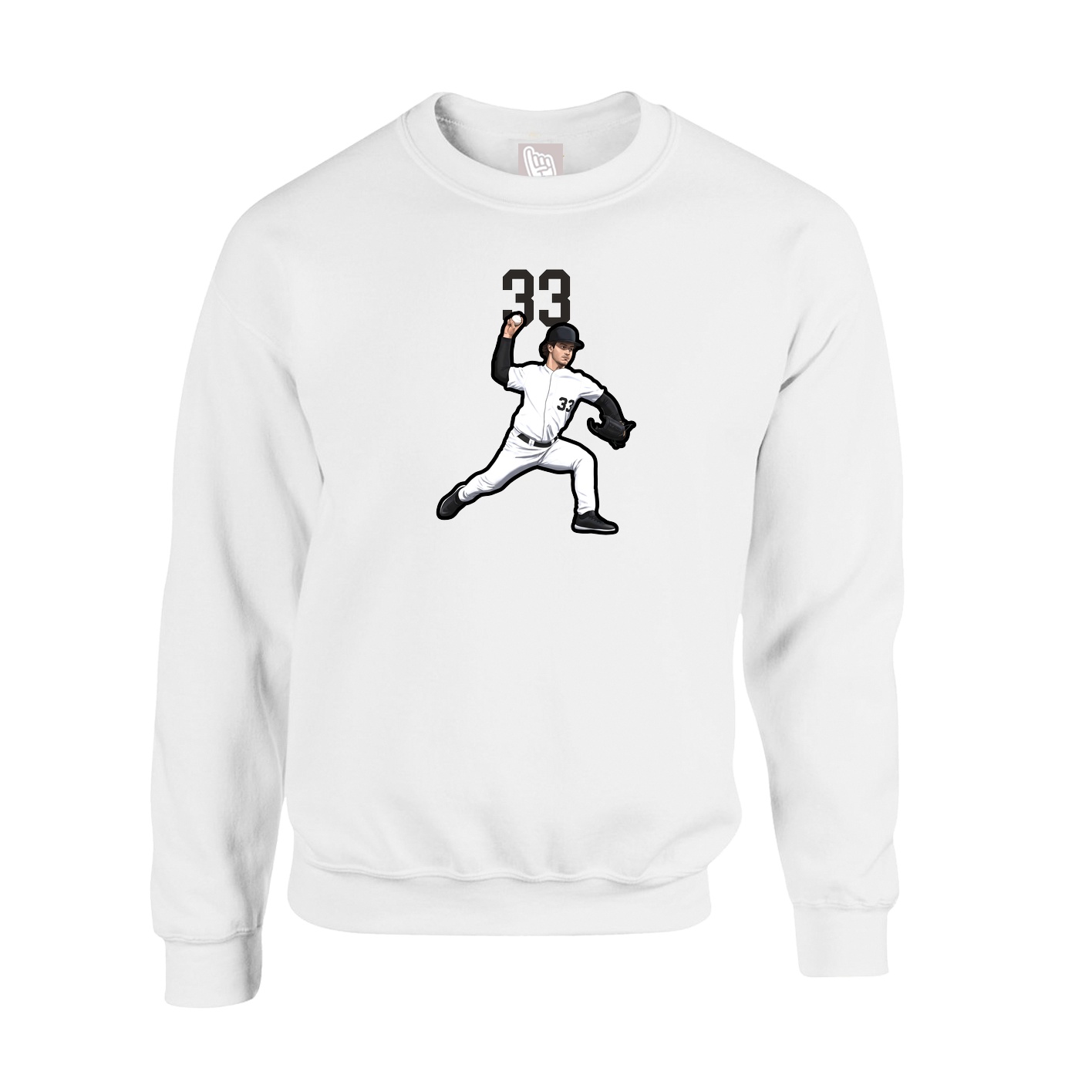 Fleece Crew — Number Top in White