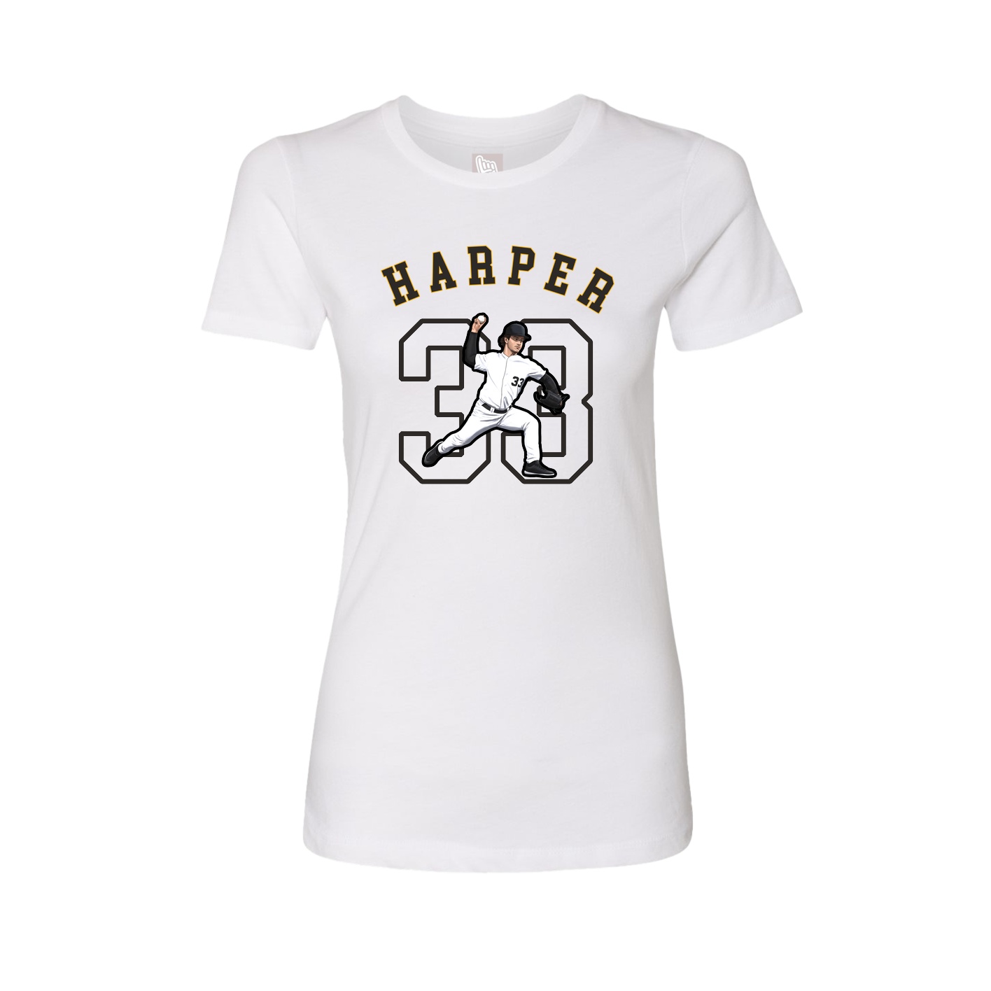 Fitted Women's Tee — Shirsey Arch in White