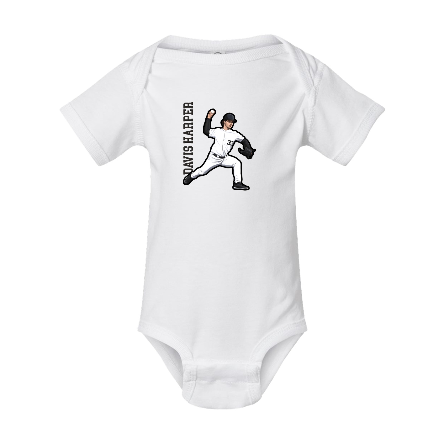 Baby Onesie — Name Vertical in White