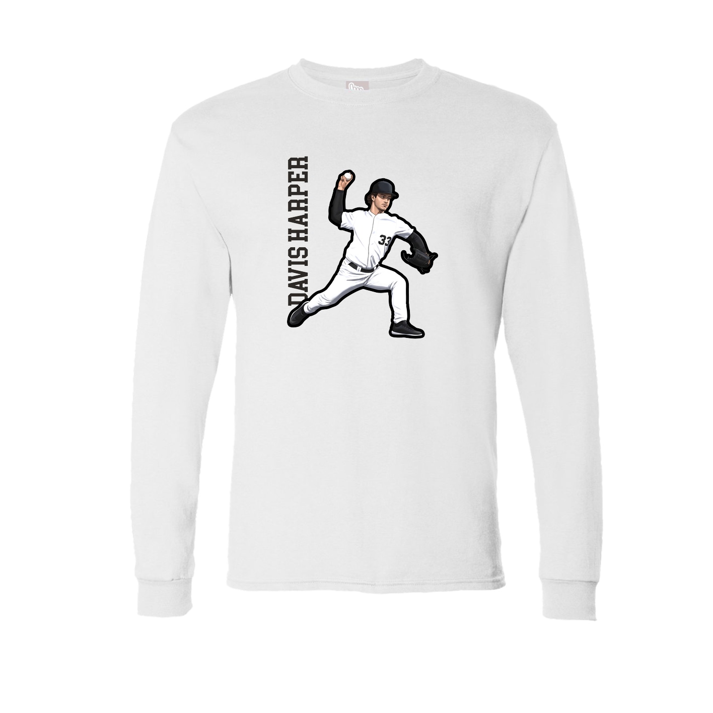 Long Sleeve Tee — Name Vertical in White