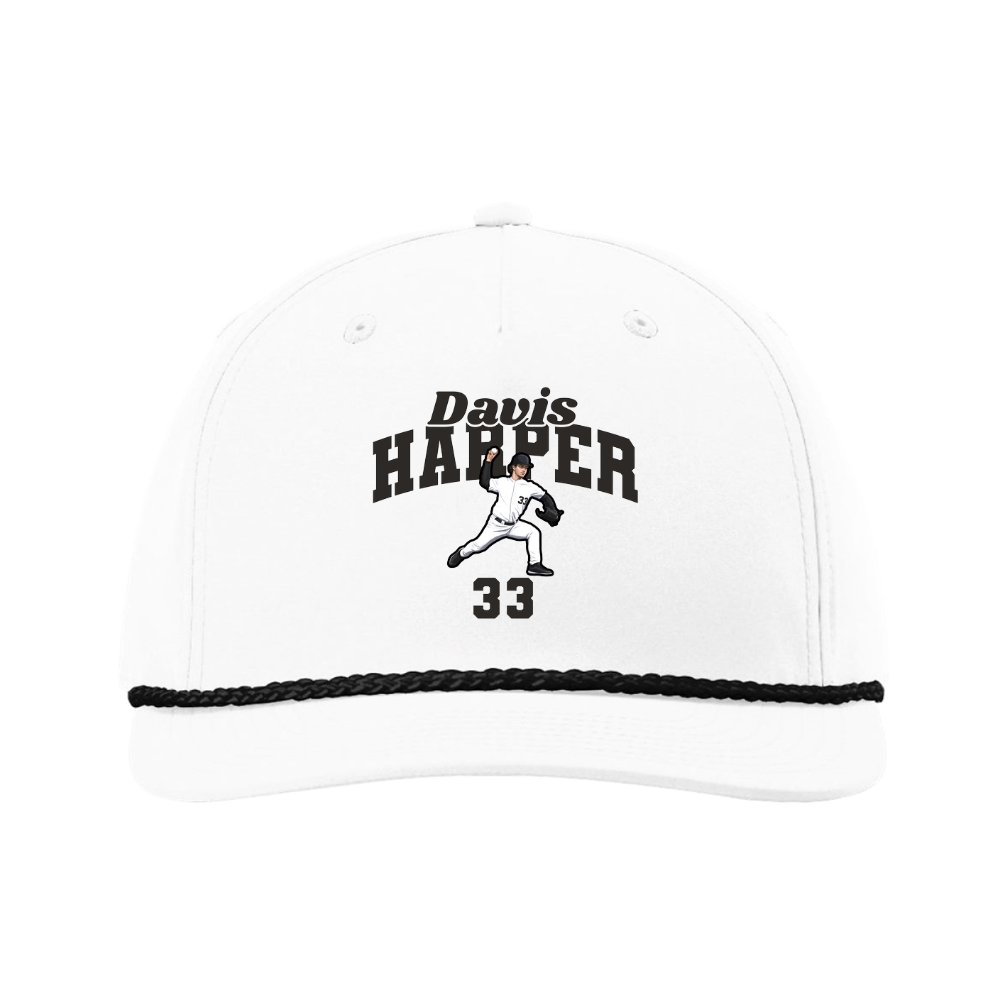 Five-Panel Classic Rope Cap — Signature Arch in White