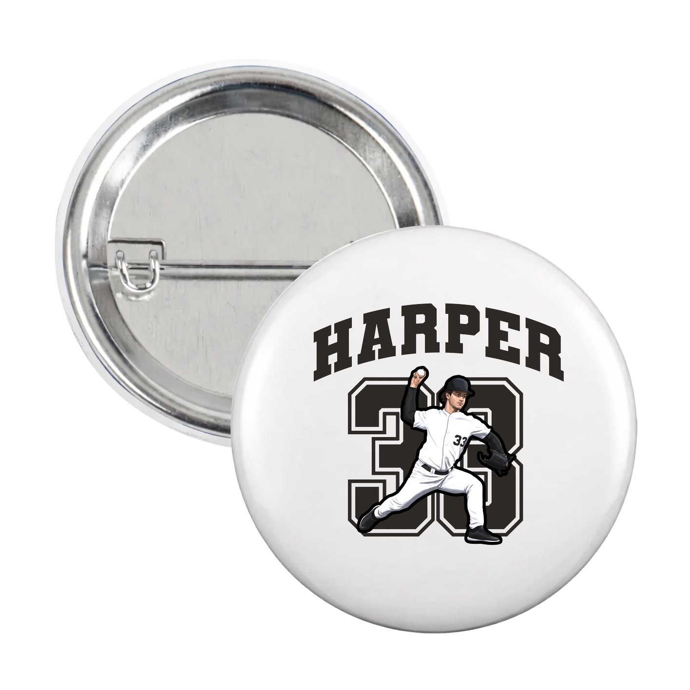 Game Day Button — Number in White