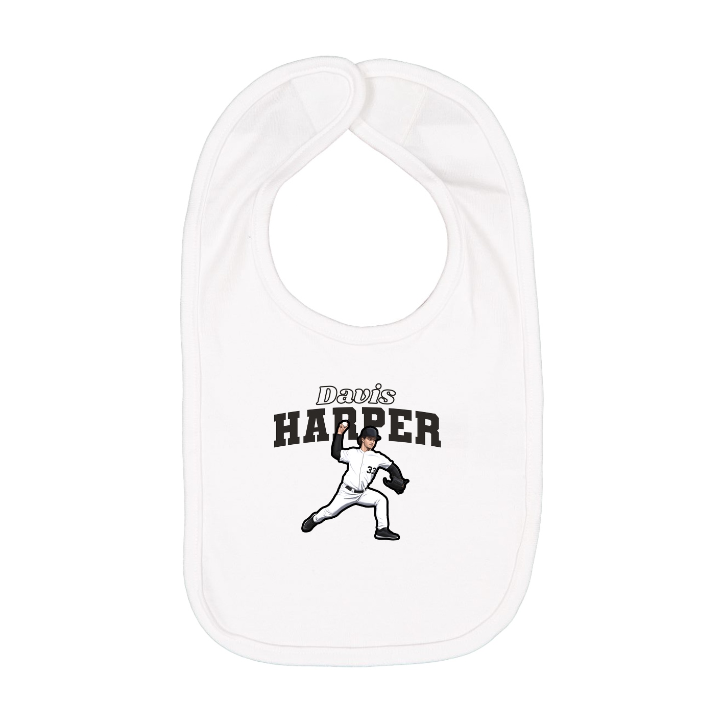 Infant Bib — Name Arch in White
