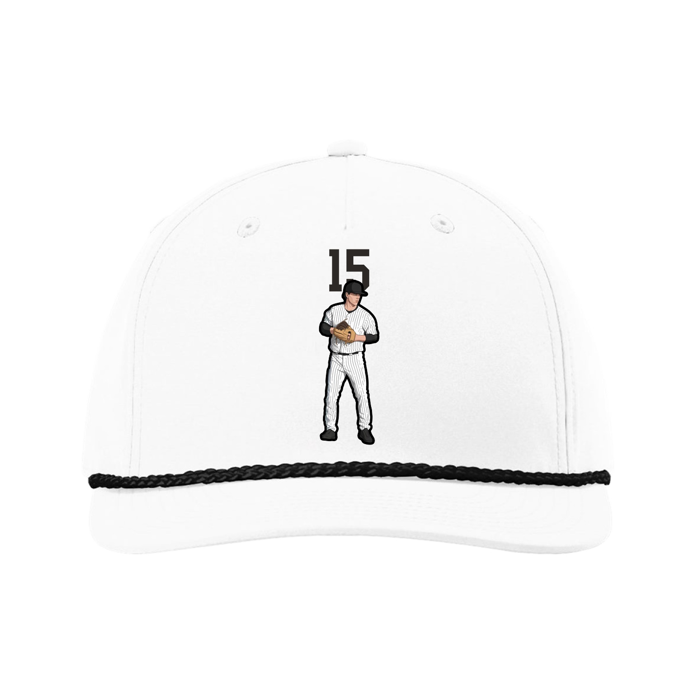 Five-Panel Classic Rope Cap — Number Top in White