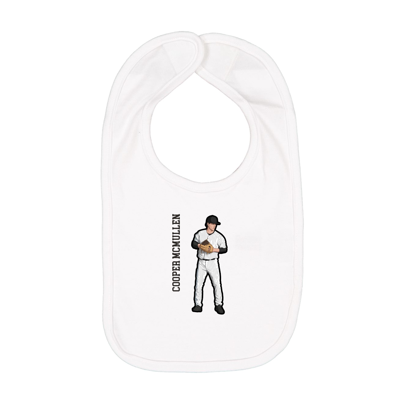 Infant Bib — Name Vertical in White