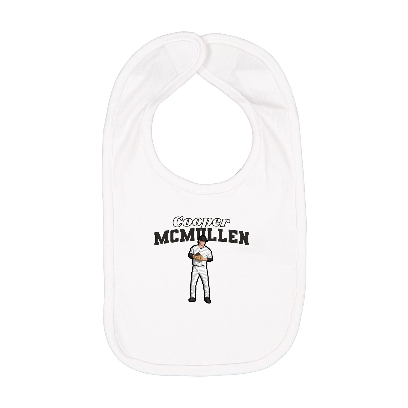 Infant Bib — Name Arch in White