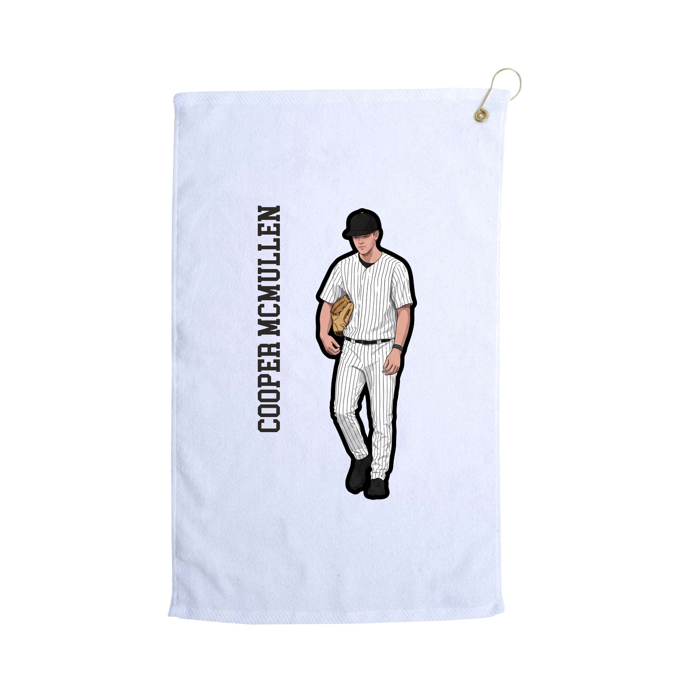 Golf Towel — Name Vertical in White
