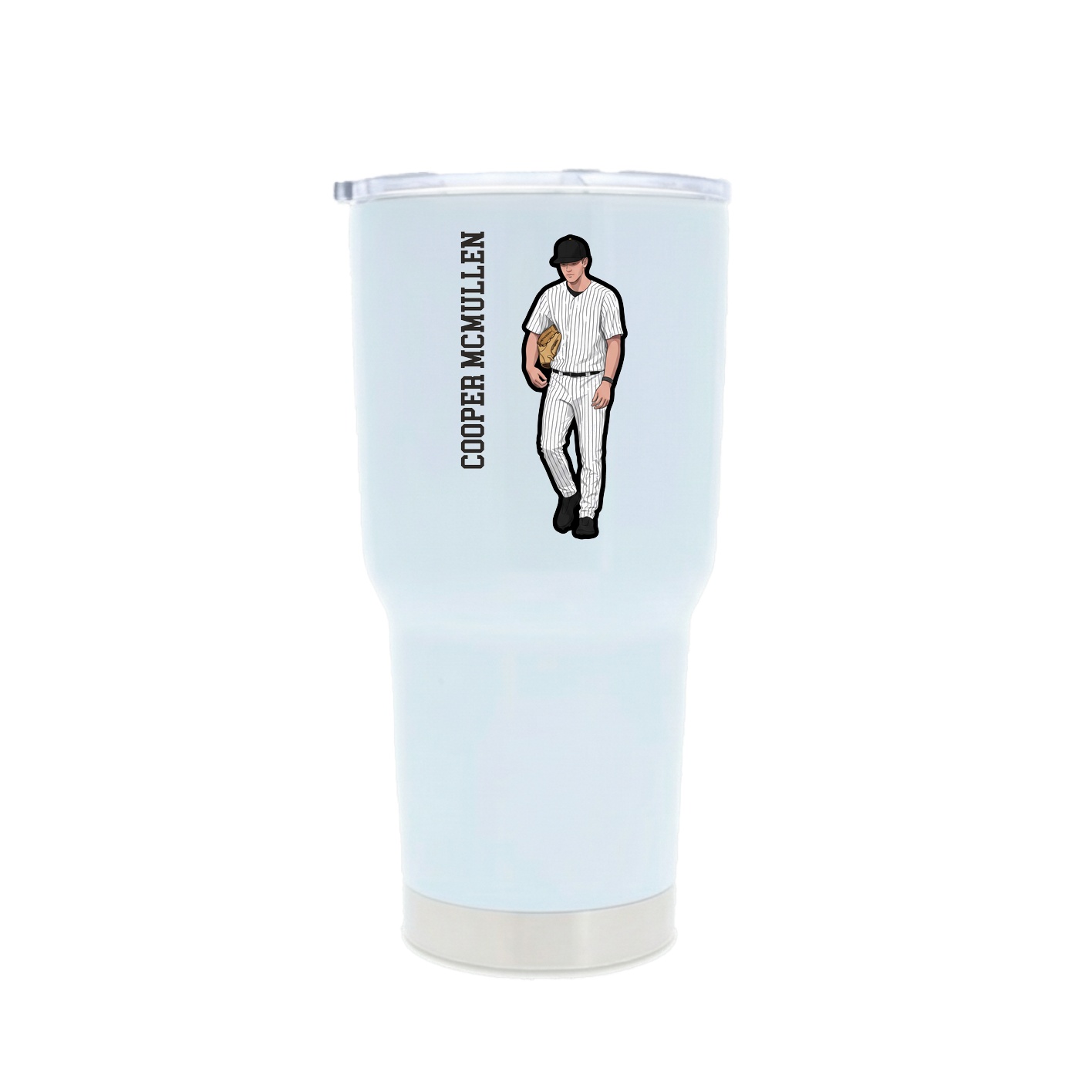 30oz Stainless Steel Tumbler — Name Vertical in White